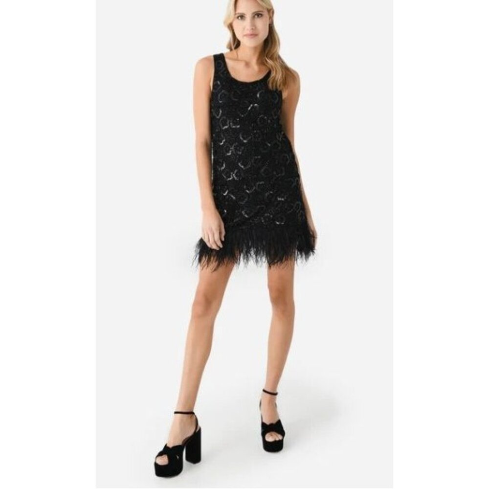 Sea new York Misha Combo Knit Mini Dress sequin whimsy goth blk sz 7